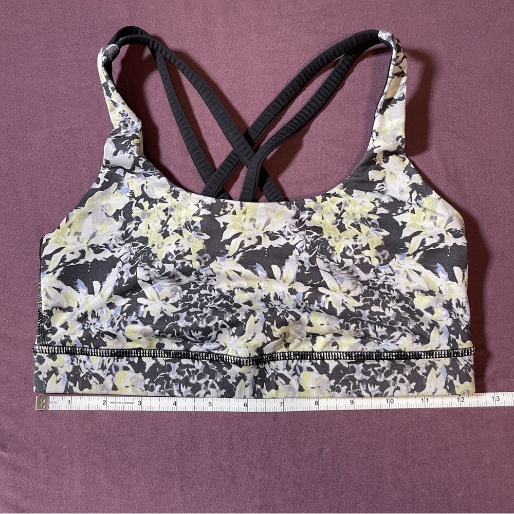 Lululemon Energy Bra Crosscourt Petal Black Clarity Yellow/Black - Size 4 - Picture 2 of 6